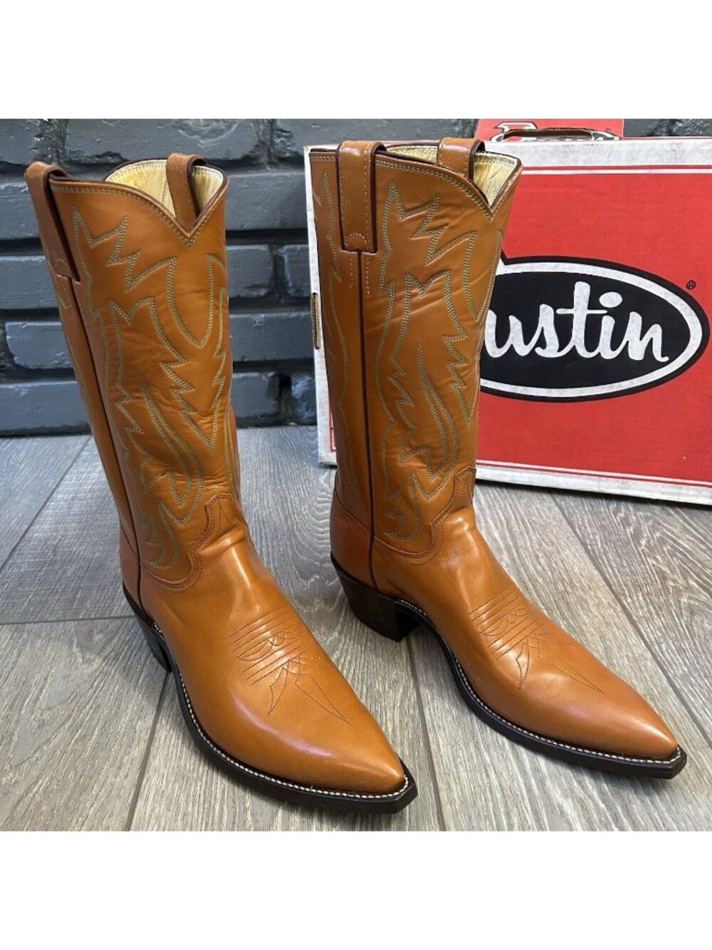 Justin 2015 Vintage Pointed Toe Western Cowboy Boots Mens 8 A